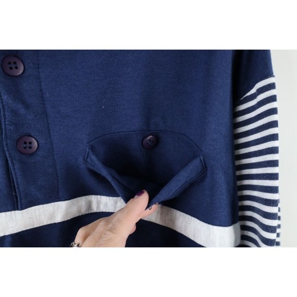 Vintage 90s Streetwear Mens Small Faded Striped Collared Pullover Sweatshirt - Picture 4 of 8